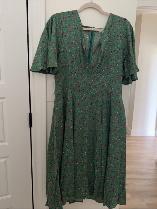 Tulip B Dresses & Skirts - Green Midi Dress with Pink Floral Print by